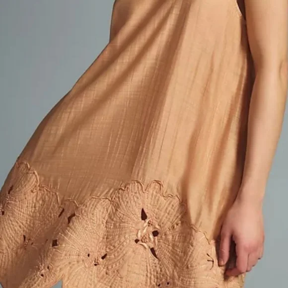 ANTHROPOLOGIE FLORAL CUTWORK HALTER DRESS. - Picture 4 of 8